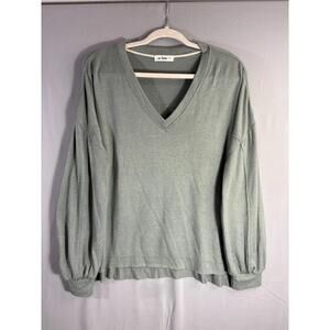 In Loom Francis Marled V-Neck Sweater Lightweight sz L pistachio color Vneck